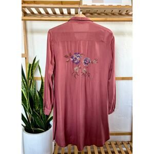 Style House Pink Embroidered Shirt Dress
